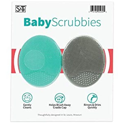 Amazon.com : S&T INC. Exfoliating and Massaging Cradle Cap Bath Brushes for Baby, Silicone - 2 Inch x 2.5 Inch, Grey and Teal, 2 Pack : Baby