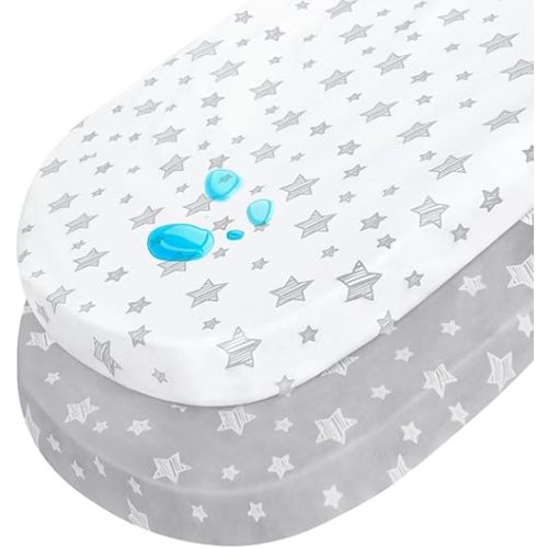 Halo Bassinet Swivel Sleeper Sheet, Waterproof 2 Pack, Universal Fit for Rectangle, Oval, Hourglass Bassinet Mattress