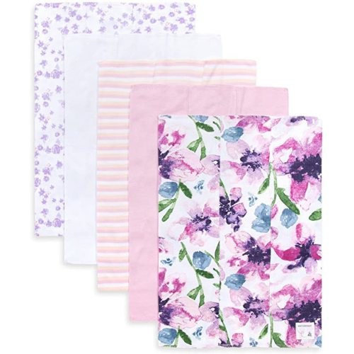 Burts Bees Baby Infant Burp Cloths, 100% Organic Cotton Extra Absorbent Soft Fabric Drool Cloths, 5-Pack Newborn Must-Have Essential Large Burping Cloths, One Size 17 x 11.75 Inches