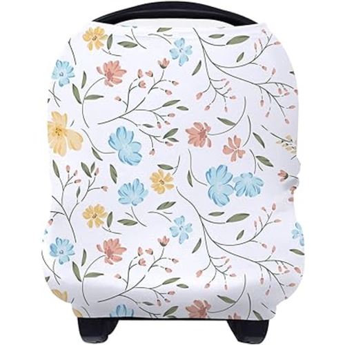 Yoofoss Nursing Cover Breastfeeding Scarf - Baby Car Seat Covers, Infant Stroller Cover, Strechy Carseat Canopy for Boys and Girls (Blossom)