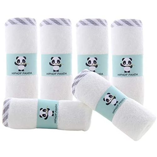 Hypoallergenic Bamboo Baby Washcloths - 2 Layer Ultra Soft Absorbent Bamboo Towel - Newborn Bath & Face Towel - Washcloths for Delicate Skin - Boy Girl Shower Gift (Gray Stripe, 6 Pack)