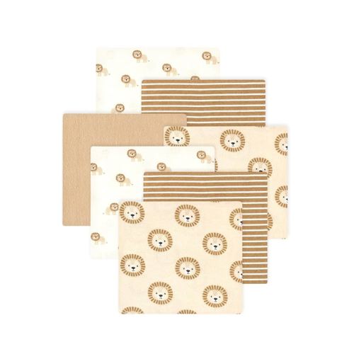 Little Treasure Hudson Baby Cotton Poly Flannel Receiving Blankets Multipack, Brown Brave Lion, 30x30 inches