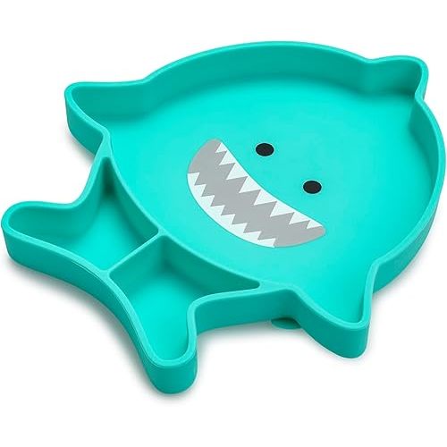 melii Divided Silicone Suction Plate for Babies and Toddlers – 100% BPA-Free, Dishwasher, Microwave Safe, Non-Toxic Baby Feeding Plate - Fits Most High Chairs, Age 6 Months - (Shark)
