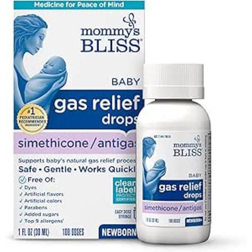 Mommy's Bliss Gas Relief Drops Bottle, Simethicone Drops for Infants, Relieves Stomach Discomfort, Safe & Gentle, Ginger Flavor, 1 Fl Oz (Pack of 1)