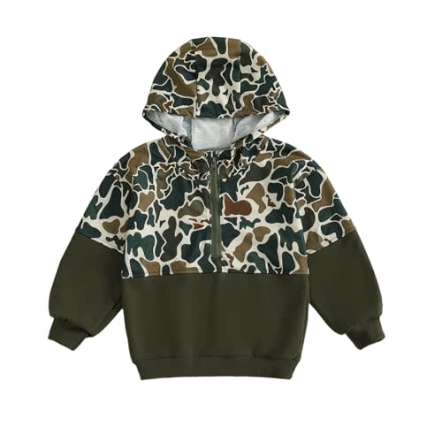Fernvia Toddler Baby Boy Clothes Camouflage Half Zip-up Long Sleeve Hoodies Sweatshirt Casual Pullover for Kids boys