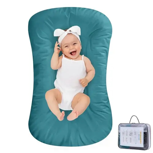 Baby Lounger 100% Cotton,Infant Lounger Baby Nest Co Sleeping Baby Bed,Baby Nest Sleeper Lounger Baby Lounger Pillow for Newborn Baby Lounger 0-24 Months,Green