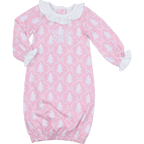 Pink And White Knit Christmas Tree Baby Gown – Cecil & Lou