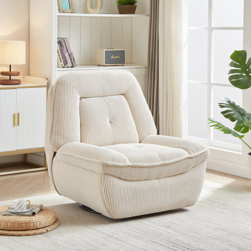 Hokku Designs 360 Degree Corduroy Swivel Upholstered Manual Recliner Chair,Theater Recliner Sofa,Nursery Glider Rocker For Living Room | Wayfair
