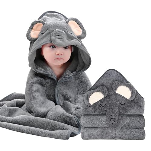 Hooded Baby Towels - Premium Ultra Soft Organic Baby Bath Towel – Absorbent and Hypoallergenic Towels for Baby Boy Girl, Toddler, Newborn Essentials (1 Pack Elephant)