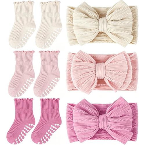Vertkser Baby Socks and Headbands Set for 6-12 Months Girl Gift Box