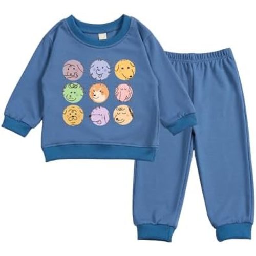 Toddler Baby Cute Dog Puppy Long Sleeve Sweatshirt Top Jogger Pants Set Cute Fall Winter Clothes Set