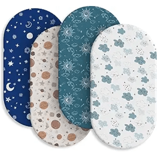 Baby Bassinet Sheets for Baby Boy Girls,4-Pack Fitted Bassinet Sheets Set Compatible with Halo Bassinest Swivel Sleeper,Baby Delight,Angelbliss,32"X16" (Starry Universe)