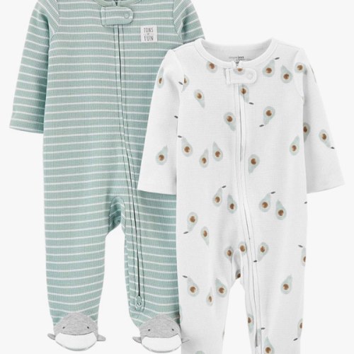 Simple Joys by Carter's unisex-baby 2-way Zip Thermal Footed Sleep and Play, Pack of 2