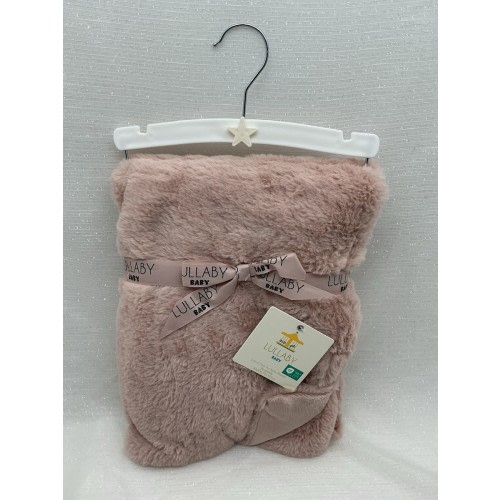 NEW Lullaby Pink Faux Fur Baby Blanket Security Lovey Reversible Luxury Girls