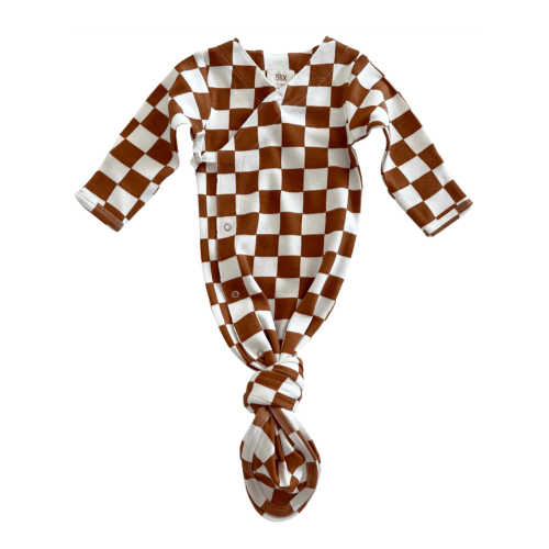 Stracciatella Checkerboard / Organic Kimono Knot Gown