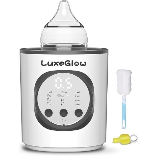 Fast Baby Bottle Warmer for Breastmilk and Formula, Smart Temperature Control to Preserve Fullest Nutrients in Breastmilk, LuxeGlow 10-in-1 Multifunctional for All Bottles Night Feeding Easy