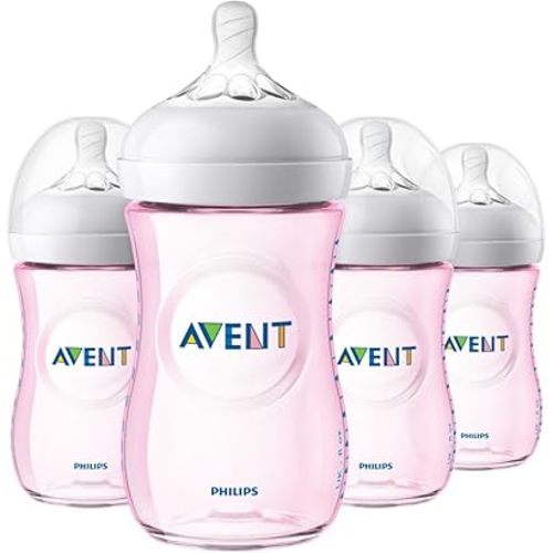 Philips Avent Natural Baby Bottle, Pink, 9oz, 4pk, SCF013/48