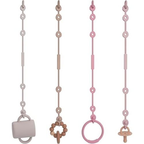 Toy Straps for Baby, Silicone Pacifier Clips Adjustable Stretchable Sippy Cup Straps for Strollers, High Chair, Cribs, Hanging Baskets, Car Seat, Shopping Trolley, Bags, BPA Free
