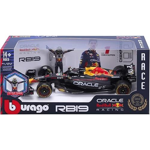 Bburago 1:24 2023 Race Oracle Red Bull RB19 Die-Cast Car with Verstappen #1 Figure
