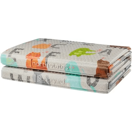 Toddleroo by North States 71" x 71" Foldable ABC Padded Play Mat. Extra Large Foam Baby Play Mats for Floor, Waterproof Tummy Time Mat for Indoor & Outdoor Use