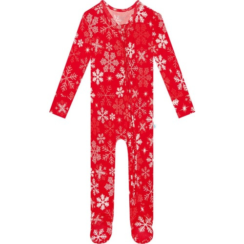 Baby Zima Snowflake Fitted One-Piece Footie Pajamas, 3-6M, Bright Red