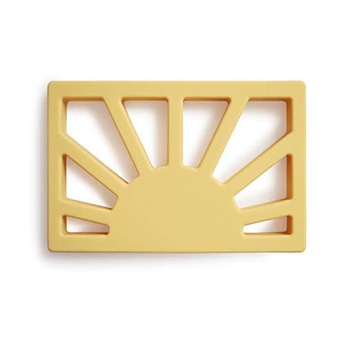 mushie Silicone Baby Sun Teether Toy (Muted Yellow)