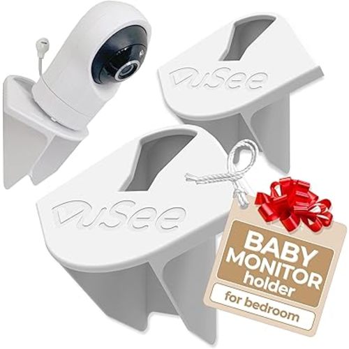 Anywhere Baby Monitor Mount - Universal Baby Camera Holder; Indoor Security Camera Holder - Small Adhesive Shelf by Storage Theory - 2 Pack, White