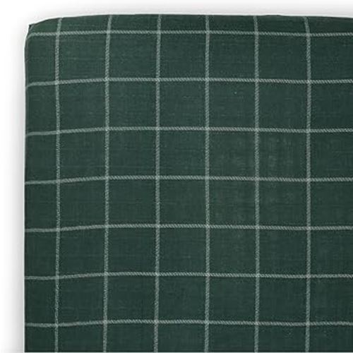 Little Unicorn Fitted Crib Sheet | 100% Cotton Muslin | Super Soft | Sized for Standard Baby Crib & Toddler Mattress | Machine Washable | 52” x 28” x 6” (Evergreen Plaid)