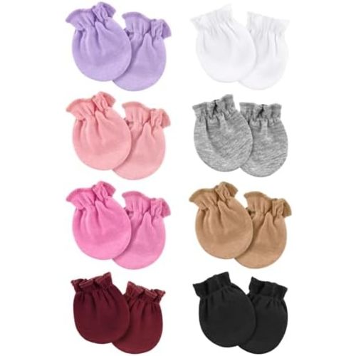 Newborn Baby Mittens No Scratch Cotton Elastic Wrist Gloves Infant Toddler Mittens for Baby Boy Girl 0-6 Months