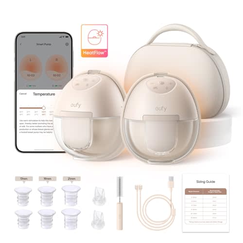 eufy Security Wearable Breast Pump S1 Pro, Electric Hands-Free Breast Pump with Heating Tech, Portable Charging Case, App-Controlled Smart Rhythm, Hospital-Grade Suction, Leak-Proof & Ultra-Quiet