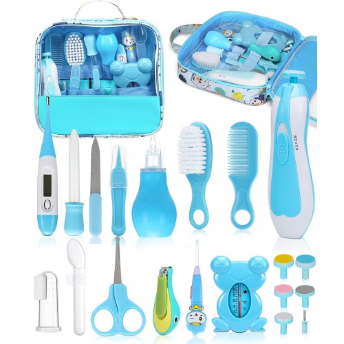 Baby Grooming Kit, 20 in 1 Newborn Baby Essentials for Newborn Infant Toddlers, Blue