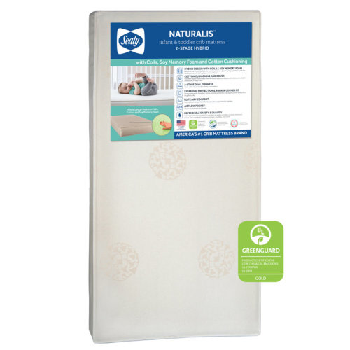 Sealy Naturalis Hybrid 2-Stage Waterproof Baby Crib and Toddler Mattress