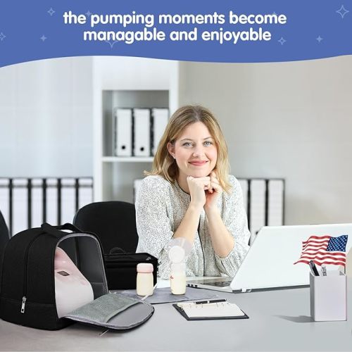 DERJUNSTAR Breast Pump Bag, Spectra Pump Backpack, Mini Pumping Bags with Pockets for Working Mom, Compatible with Spectra S1, S2, Black