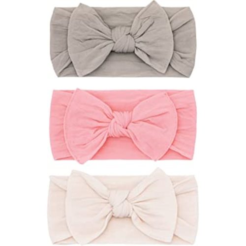 Baby Bling Bows Newborn to Little Girls Hair Bow - Classic Knot Headbands Toddlers Hair Accessories, One Size (3 Pack)