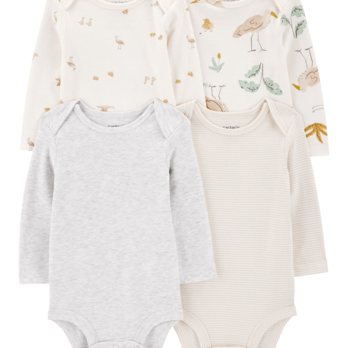 Neutral 4-Pack Stork Long Sleeve Bodysuits | Carter’s Oshkosh Canada