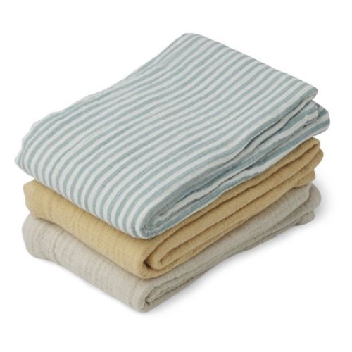 Swaddles in organic cotton - set of 3 Blue Liewood Design Baby