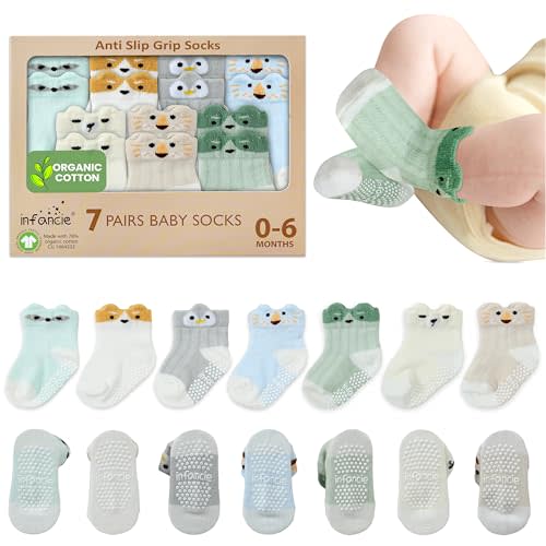 Organic Cotton Baby Socks 0-6 Months Soft for Infants Breathable, Newborn Socks Girls boys Animal Design
