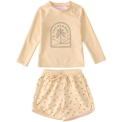 Toddler Baby Boys Swimsuit Trunk Rashguard Set 2pcs Swimwear Bathing Suit Long Sleeved Sunsuit Swim Shirt UPF 50+