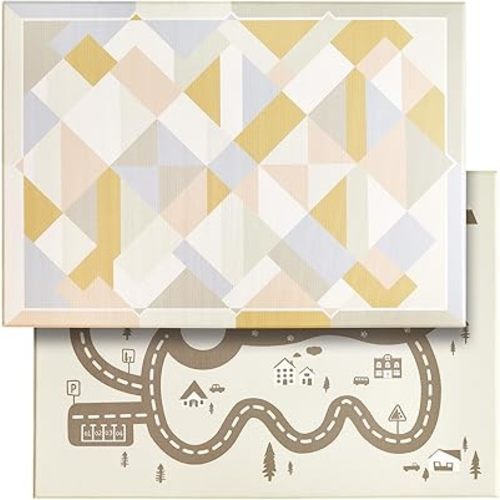 Tiny Land Baby Crawling Mat Reversible Baby Play Mat 78" X 55" Waterproof Non-Slip Larger Playmat Odorless Foam Floor Mat for Infants,Toddlers(Modern Zoo Oasis)