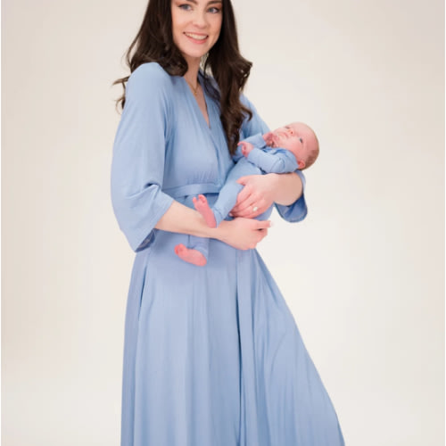 Lila Labor & Postpartum Gown in Periwinkle Blue