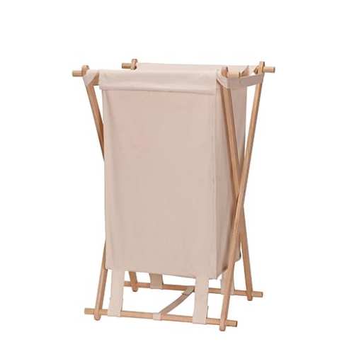 Household Essentials Collapsible X-Frame Wood Laundry Hamper (6785-1)