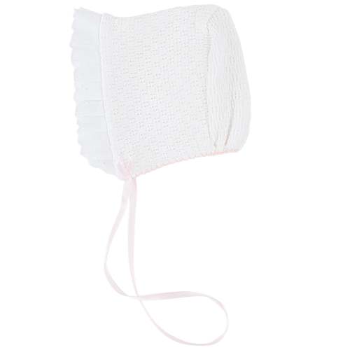 Paty Knit Bonnet with Eyelet Trim