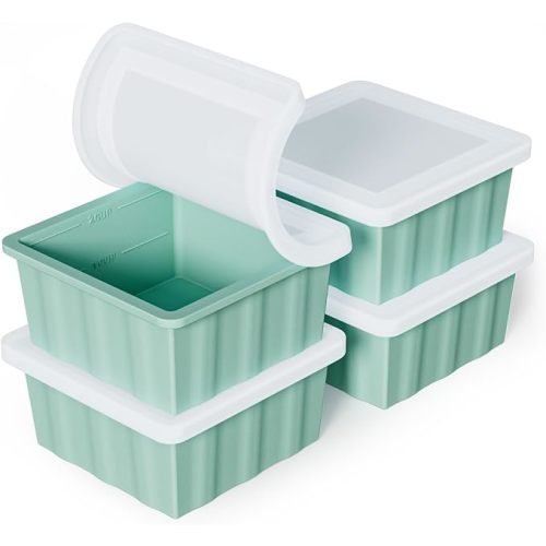 Silicone 2-Cup Freezing Trays with Lid for Meal Prep - 4Pack