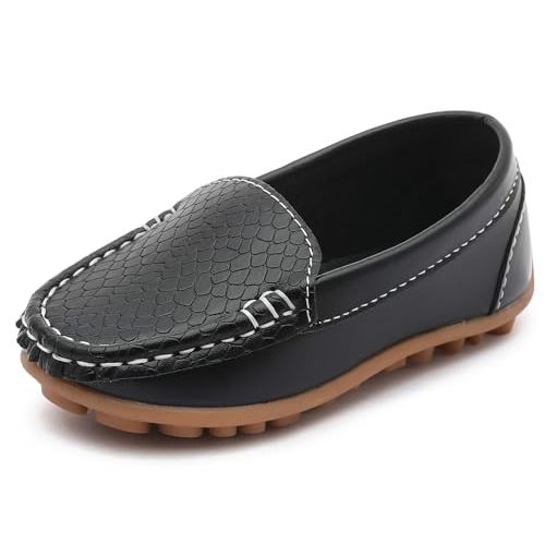 LONSOEN Toddler Little Kid Boys Girls Soft Slip On Loafers Dress Flat Shoes