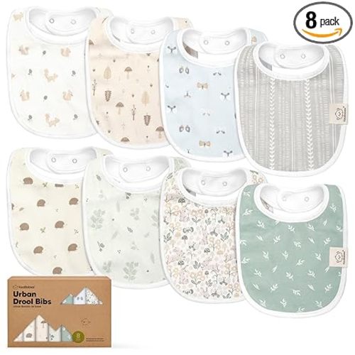 KeaBabies 8-Pack Organic Baby Bibs for Drooling and Teething (Prairie) | Soft Cotton Bibs for Baby Girl, Boy, Extra Absorbent, Easy to Clean & Put On, Toddler, Newborn, Infant 0-24 Months