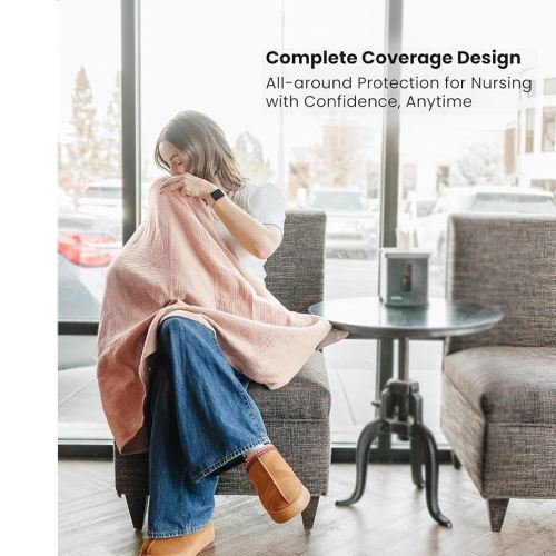 Konssy 2-Pack Muslin Nursing Cover Up for Breastfeeding Moms with Rigid Hoop, 100% Cotton, Lightweight & Breathable Breastfeeding Cover, Adjustable & Comfort