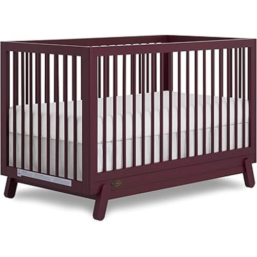 Dream On Me Hygge 5-in-1 Convertible Full-Size Baby Crib in Auburn, GreenGuard Gold & JPMA, Converts to Toddler, Day & Full-Size Bed, Adjustable Mattress Heights, Modern Nursery