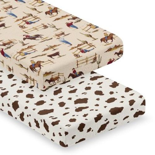 Sweet Jojo Designs Baby Boy Fitted 100% Cotton Muslin Crib Sheets Set Wild West Cowboy Multicolor 2pc