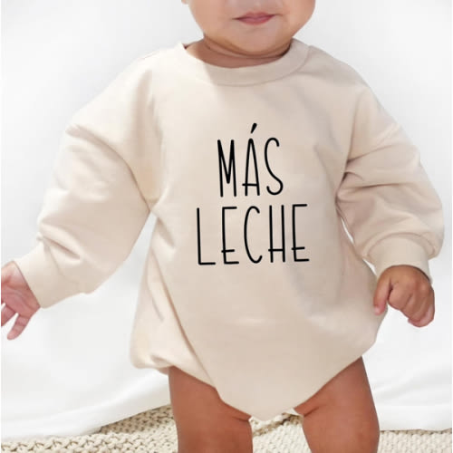 Más Leche Por Favor Bodysuit Spanish Pregnancy Announcement Baby Shower Gift Funny More Milk Reveal Romper (0-6 Months, Cute Print-Short Sleeve Sweatshirt)