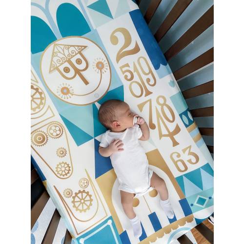 Blue It's a Small World Crib Sheet, Baby Boy Crib Sheet, Nursery Bedding, Baby Shower Gift, Baby Girl Gift, Baby Boy Gift